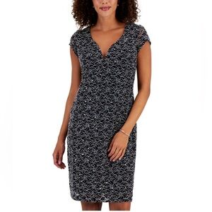 Connected Apparel Short-Sleeve Lace Sheath Dress